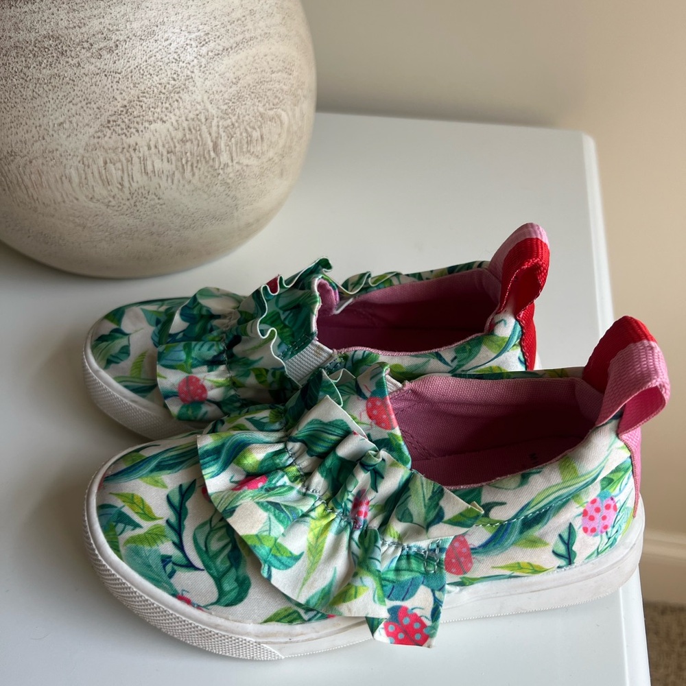 H&M x Michelle Morin Toddler Slip On Sneakers in Green Vibrant Pattern Size 9.5